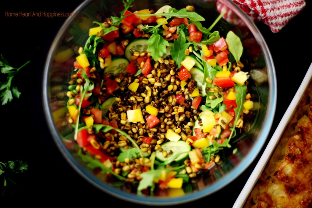 Crunchy mung bean salad with activated beans 